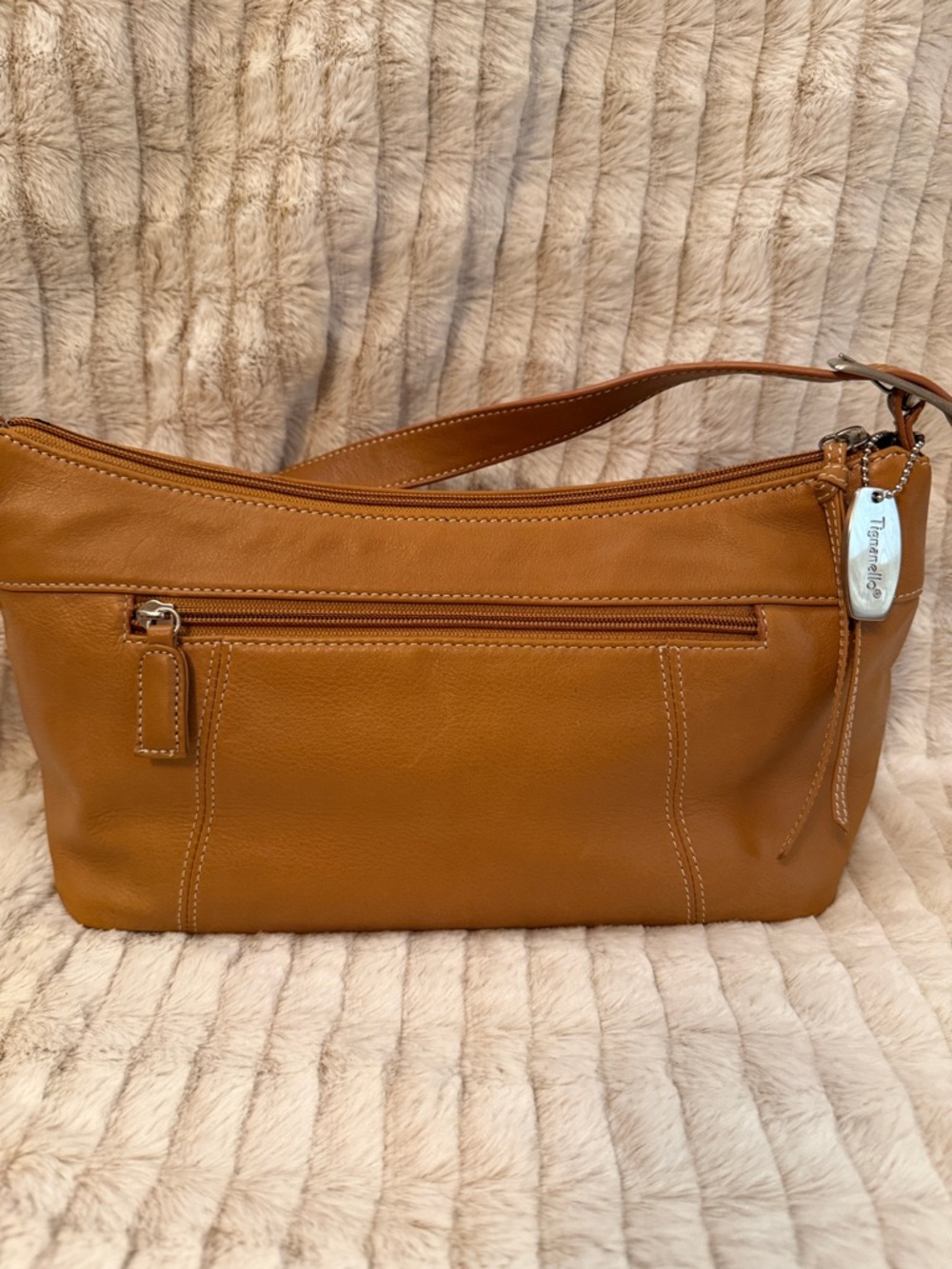 Tignanello Cognac Leather Shoulder Bag